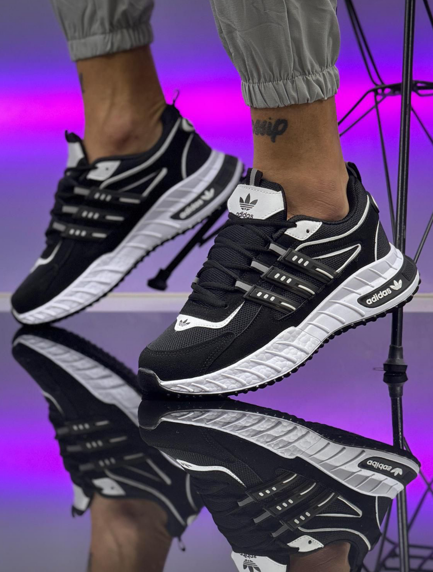 Adidasi A 07 - Negru Alb